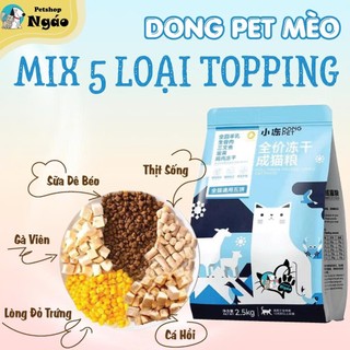 [ 5kg] Hạt mix Topping cho mèo Dong Pet dành cho mèo kén ăn __ DongPet Mèo ( Xanh ) 5 Topping __
