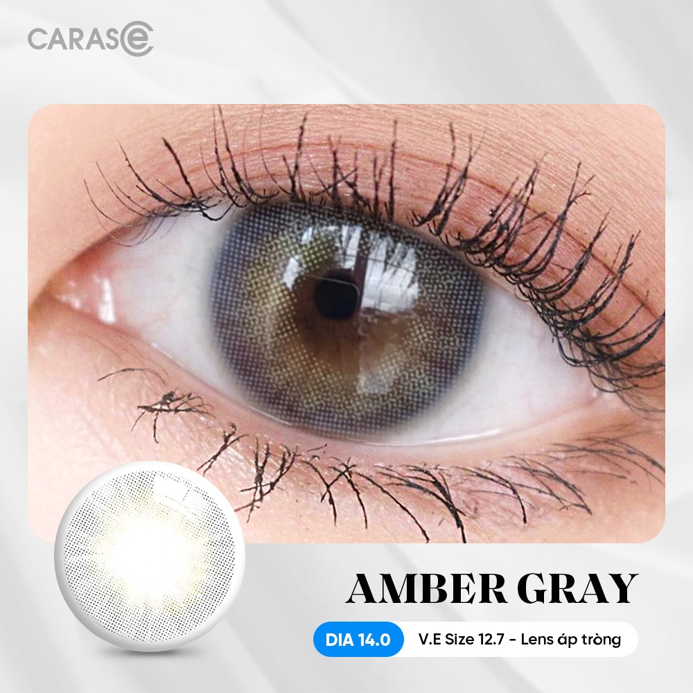[1 chiếc] Kính áp tròng khoá ẩm 8H 3 Tháng Màu Xám CARASE, Lens cận AMBER GRAY