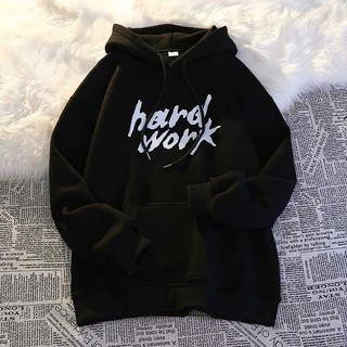 Áo hoodie nữ nam form rộng KONOVA chất liệu nỉ bông in chữ HARD WORK