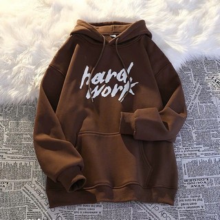 Áo hoodie nữ nam form rộng KONOVA chất liệu nỉ bông in chữ HARD WORK