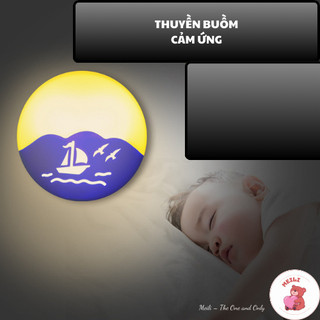 Đèn Ngủ Cắm Điện Mini Thuyền Buồm Vàng, Cảm Ứng Ánh Sáng, Tiết Kiệm Điện Năng, Trang Trí Phòng Ngủ MEILI STORE