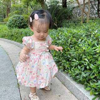 Váy bí tiểu thư cho bé gái vải thô in hoa ngọt ngào 9th-4 tuổi D1186 Bí Ngô NHỏ
