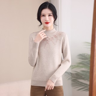 Áo Len Cổ Cao Lót Lông Dày Dặn Ấm Áp Cho Nữ Trung Niên AL87