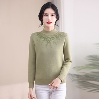 Áo Len Cổ Cao Lót Lông Dày Dặn Ấm Áp Cho Nữ Trung Niên AL87