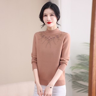 Áo Len Cổ Cao Lót Lông Dày Dặn Ấm Áp Cho Nữ Trung Niên AL87