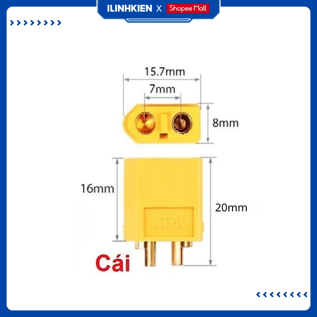 Jack Nguồn Đực - Cái XT60 Chịu Nhiệt Độ Cao Mạ Vàng Chất Lượng Cao ILinhkien
