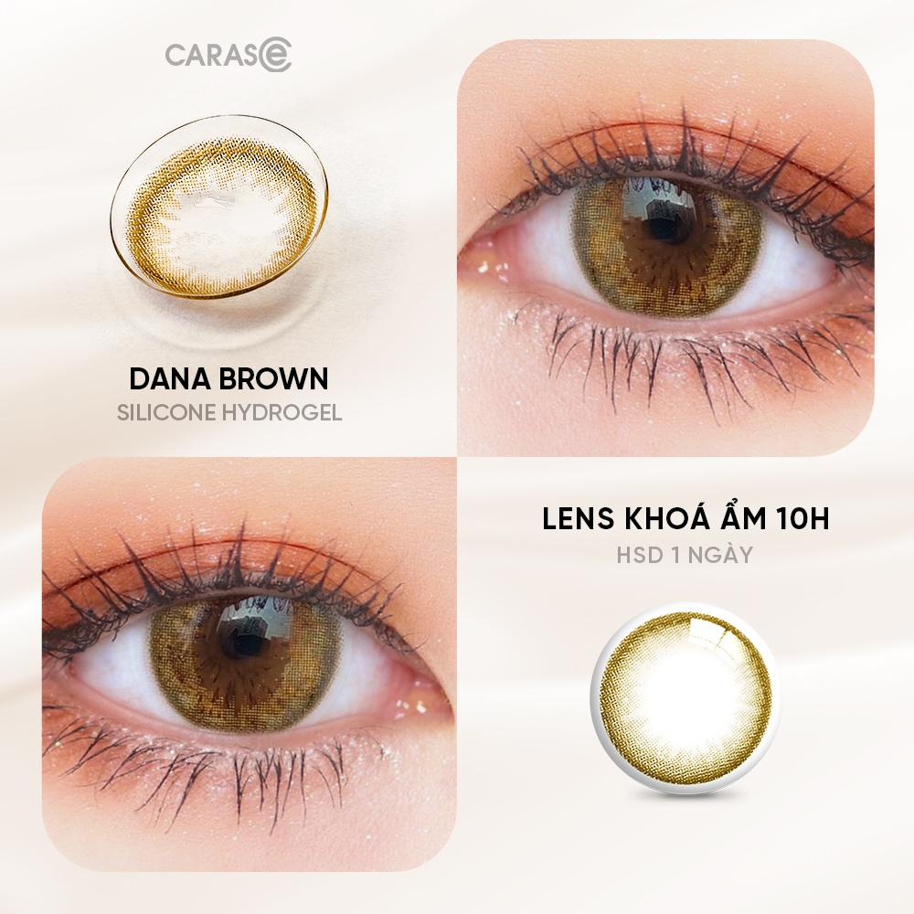 [1 Chiếc] Kính áp tròng khoá ẩm 1 Ngày Màu Nâu CARASE, Lens cận DANA BROWN (1 bên mắt)