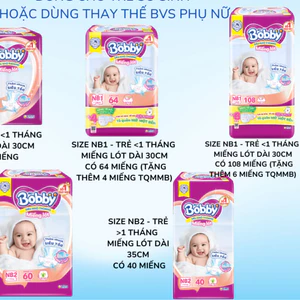 MIẾNG LÓT BOBBY NEWBORN dành cho trẻ sơ sinh đủ size NB1/NB2 loại 28/64/108/40/60 miếng