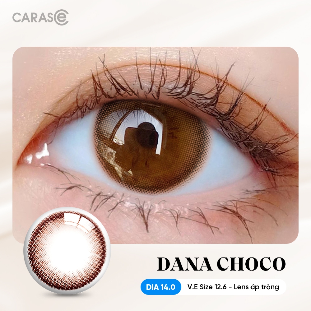 [1 chiếc] Kính áp tròng khoá ẩm 1 Ngày Màu Nâu Choco CARASE, Lens cận DANA CHOCO
