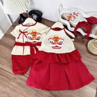 Set đồi trung thu cho bé trai bé gái  màu trắng đỏ sz 8-30kg, set yếm cho bé gái chơi trung thu,chụp hình
