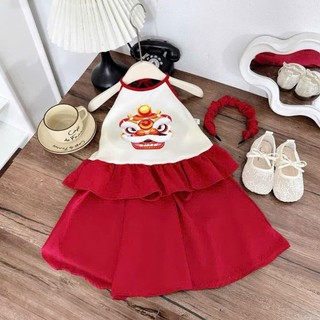 Set đồi trung thu cho bé trai bé gái  màu trắng đỏ sz 8-30kg, set yếm cho bé gái chơi trung thu,chụp hình