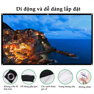 Màn Chiếu Treo Tường 80-120inch Màn Chiếu Phản Quang Gấp Gọn Ảnh Sắc Nét, Xem Phim Như Rạp，gấp gọn