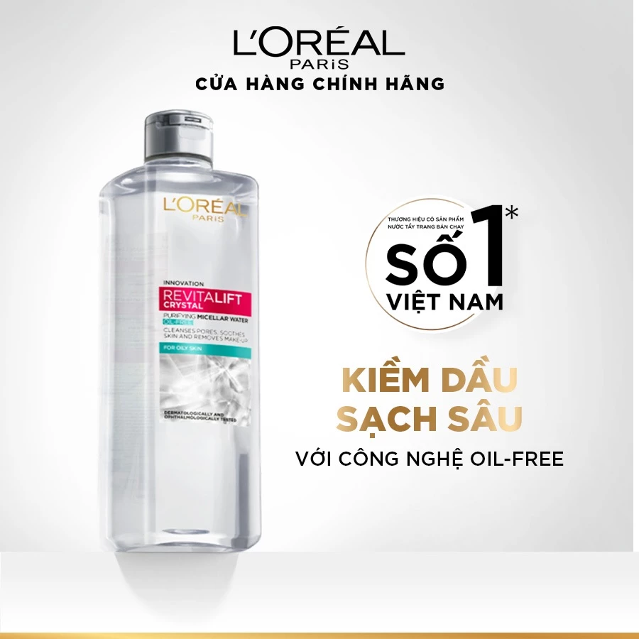 Nước tẩy trang và làm sạch sâu 3-in-1 L'Oreal Paris  Micellar Water 400ml