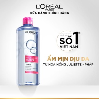 Bộ 2 nước tẩy trang dưỡng ẩm mượt da 3in1 L'Oreal Paris Micellar Water 400ml