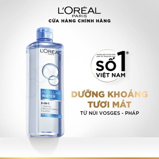 Bộ đôi nước tẩy trang giúp làm sạch sâu, loại bỏ bụi bẩn, lớp trang điểm 3-in-1 L'Oreal Paris Micellar Water 400ml, 95ml