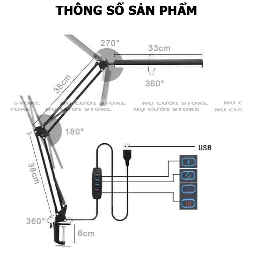Đèn bàn học LED 3 màu chống cận kẹp bàn kiểu dáng Pixar điều chỉnh độ sáng, bảo vệ mắt - Đèn treo màn hình máy tính