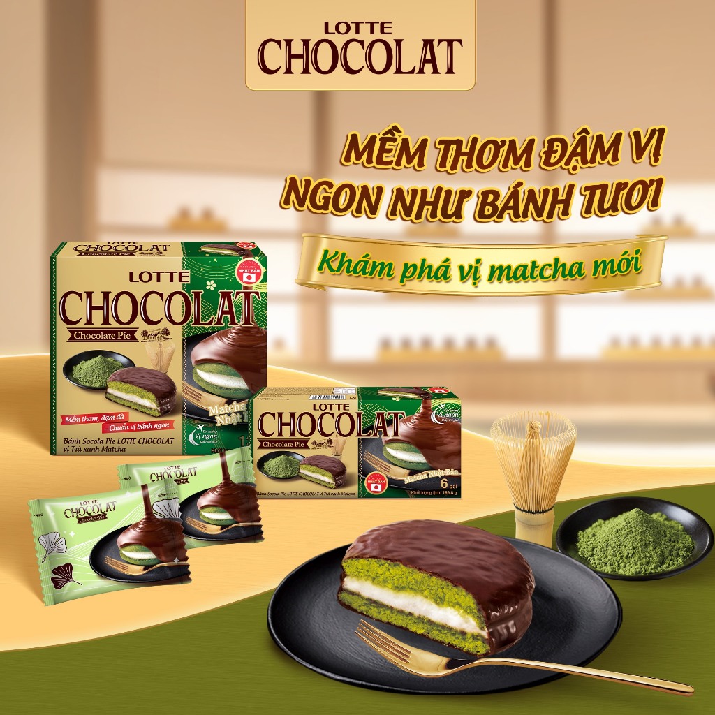 [q.3] Bánh Socola Pie LOTTE CHOCOLAT vị Trà xanh Matcha Bánh Bouchee ...
