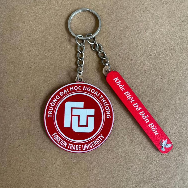 Móc Khoá Trường Đại Học, Móc Khoá Logo Trường Đại Học Kèm Slogan Bùa Thi Đỗ In 2 Mặt Mica Dùng Làm Quà Tặng - SakuMai