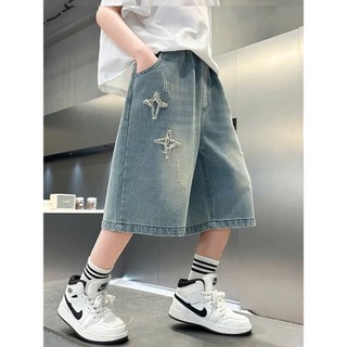 Quần Jean Short Bé Trai Ống Rộng Cá Tính, Thêu Họa Tiết Siêu Chất - Size 18kg đến 46kg