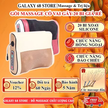 Gối Massage Cổ Vai Gáy 20 Bi Hồng Ngoại, Máy Mát Xa Cổ Vai Gáy Lưng Chân, Máy Massage Cầm Tay