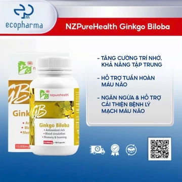Ginkgo Biloba NZPureHealth Viên Uống Bổ Não, Tăng Trí Nhớ 30/100 viên