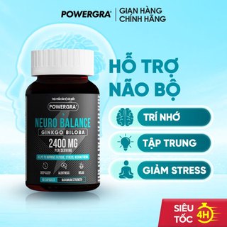 Viên Uống Powergra Neuro Balance Bổ Não, Tăng Cường Trí Nhớ, Cải Thiện Tuần Hoàn Máu Não, Tăng Tập Trung - Hộp 60 Viên