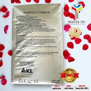 Phân bón NPK NovAcid 22-11-11+6MgO+TE - ICL Israel - Dưỡng chồi, phát đọt, xanh lá, bao 25kg