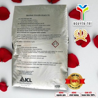 Phân bón NPK NovAcid 12-4-36+3CaO+TE - ICL Israel - Giúp trái to, tăng ngọt, nặng ký, bao 25kg