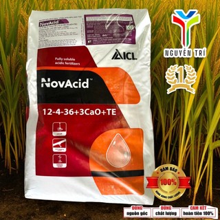 Phân bón NPK NovAcid 12-4-36+3CaO+TE - ICL Israel - Giúp trái to, tăng ngọt, nặng ký, bao 25kg