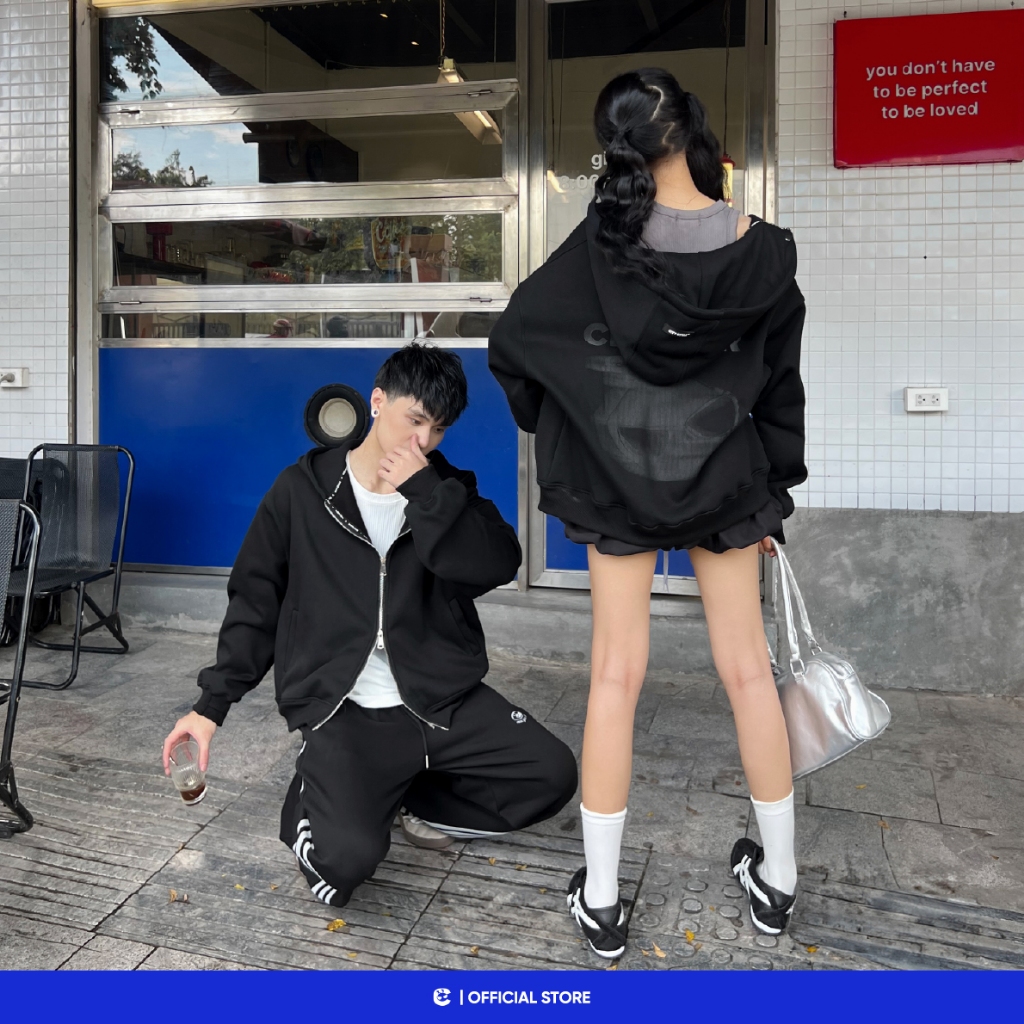 Áo khoác hoodie zip nam nữ nỉ mũ 2 lớp boxy Local Brand Chính Hãng City Cycle Áo Khoác Hoodie zip Blur Mood