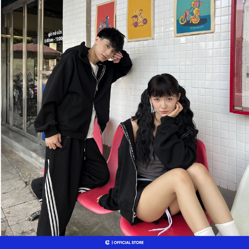 Áo khoác hoodie zip nam nữ nỉ mũ 2 lớp boxy Local Brand Chính Hãng City Cycle Áo Khoác Hoodie zip Blur Mood