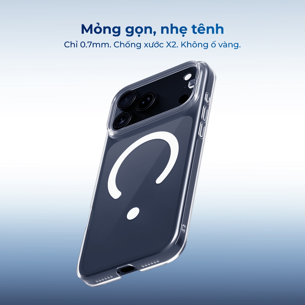 Ốp lưng iPhone 17 Pro Max / 17 Pro / 17 SLIMCASE - Không ố vàng, siêu mỏng, hỗ trợ sạc không dây