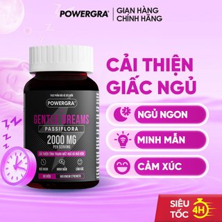 Viên Uống Powergra Gentle Dreams Hỗ Trợ Ngủ Ngon, Ngủ Sâu Giấc, Giảm Căng Thẳng - Hộp 60 Viên