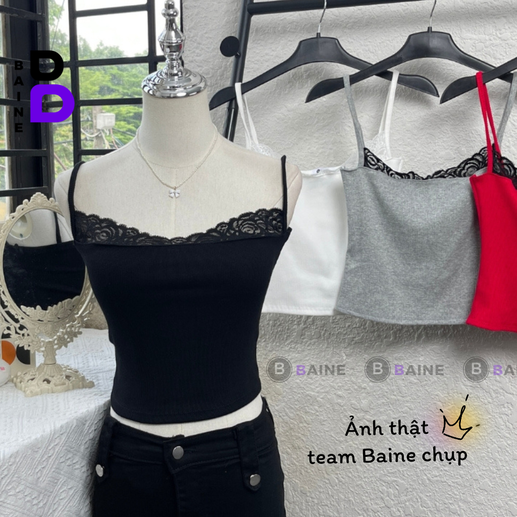 Áo Croptop HAI DÂY REN LỚN Ôm Body Nữ CR14, Áo Thun Crt 2D Kiểu Sexy Chất Gân Đẹp BAINE | BigBuy360 - bigbuy360.vn