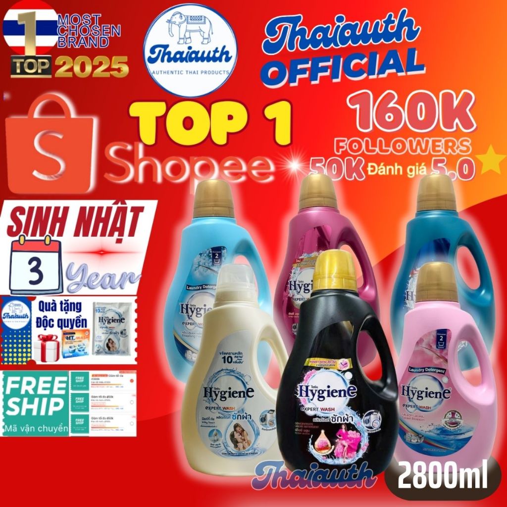 Nước giặt Hygiene Thái Lan đậm đặc Expert Wash dung tích 2800ml