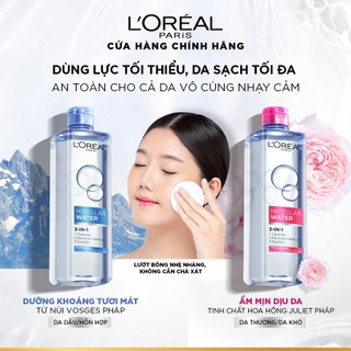 Bộ 2 nước tẩy trang dưỡng ẩm mượt da 3in1 L'Oreal Paris Micellar Water 400ml