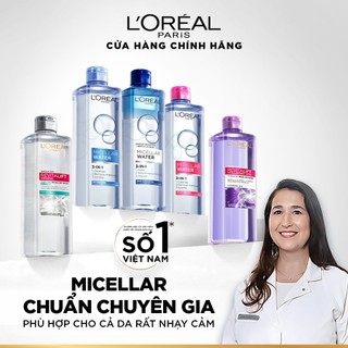 Bộ 2 nước tẩy trang dưỡng ẩm mượt da 3in1 L'Oreal Paris Micellar Water 400ml