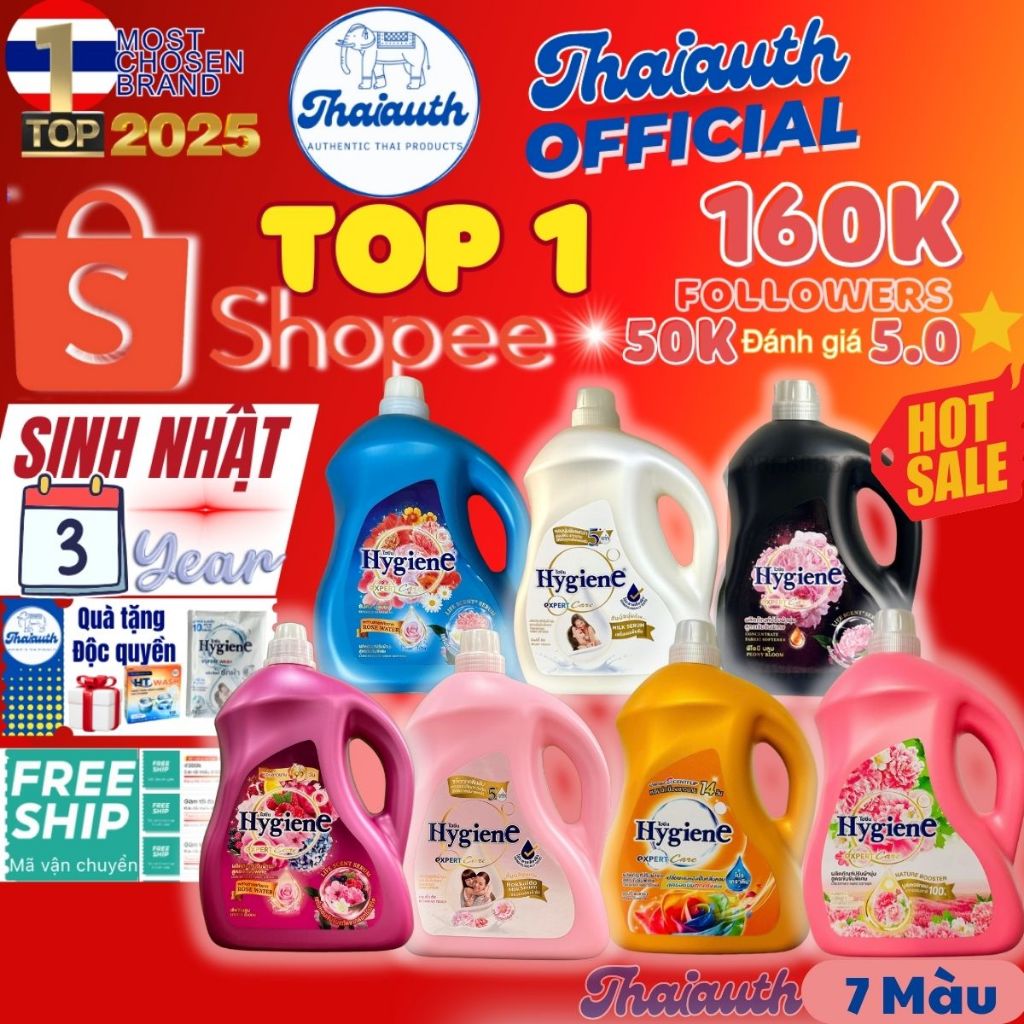 [Hàng Xách Tay] Nước xả vải đậm đặc Thái Lan Hygiene Expert Care can 3300ml siêu tiết kiệm