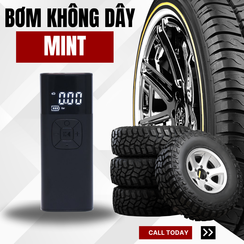 bơm lốp xe máy xe ô tô xe đạp không dây cao cấp Hàng Nhập Khẩu