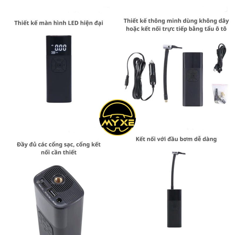 bơm lốp xe máy xe ô tô xe đạp không dây cao cấp Hàng Nhập Khẩu