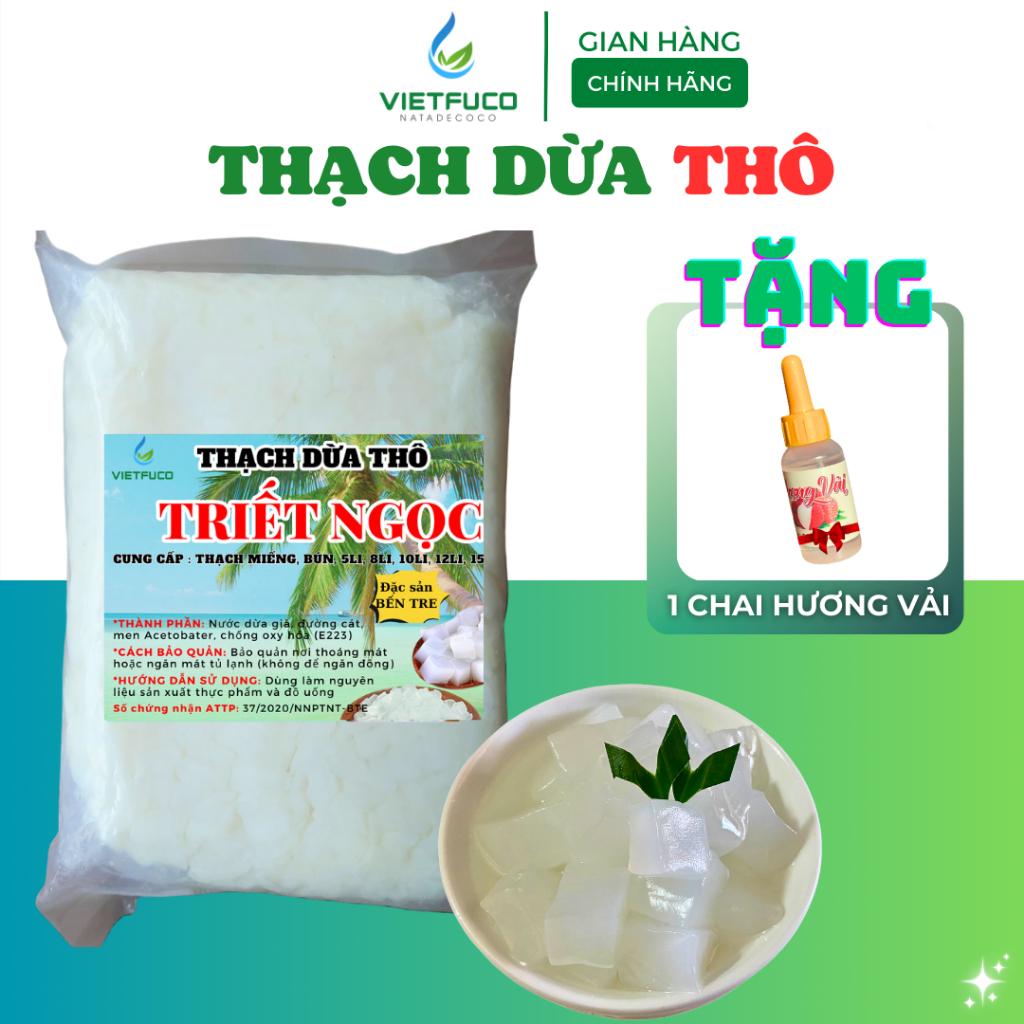 1KG Thạch dừa thô (khô) Triết Ngọc Có đủ size – Nguyên liệu topping tặng hương