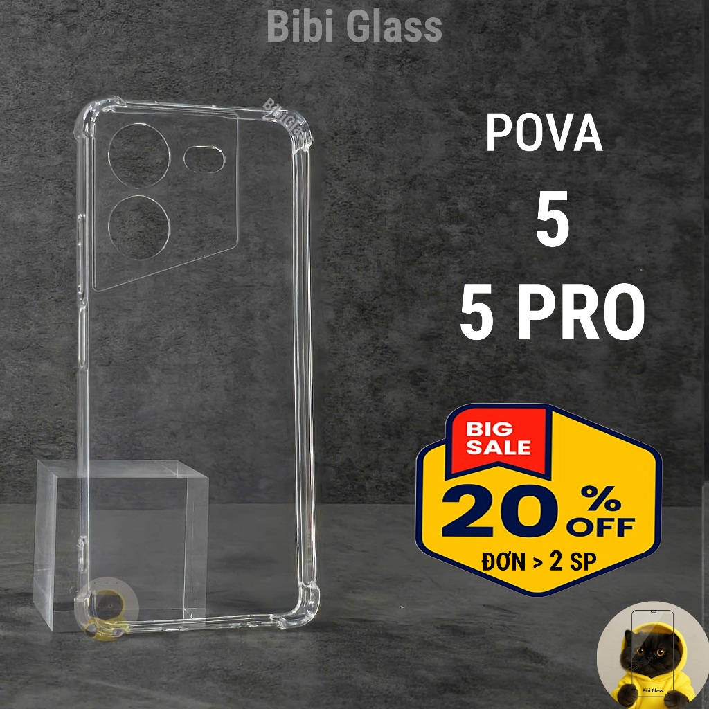 Ốp lưng Tecno Pova 5 / 5 pro dẻo trong suốt silicon cao cấp chống sốc chống va đập bảo vệ camera có gờ bảo vệ bốn góc