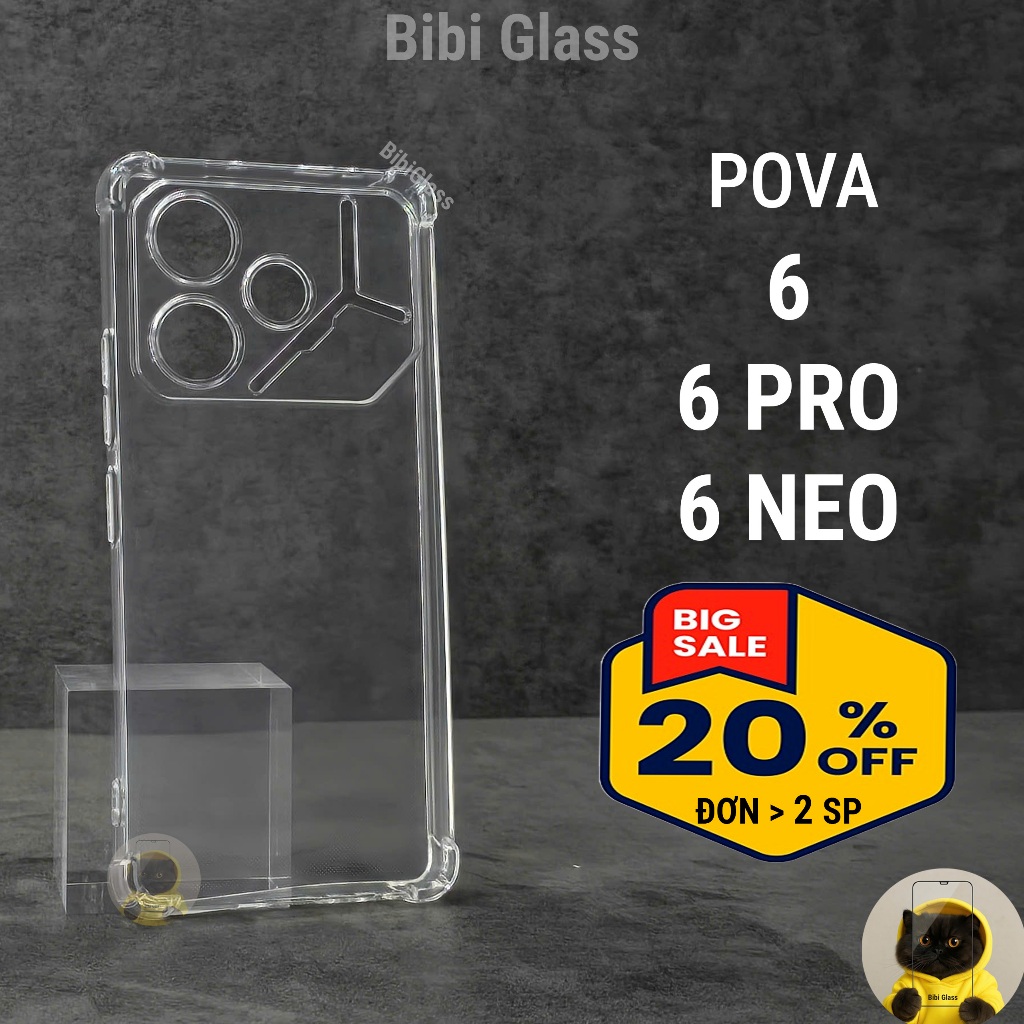 Ốp lưng Tecno pova 6, 6 Pro, 6 Neo 4G 5G dẻo trong suốt silicon chống sốc bảo vệ cam điện thoại