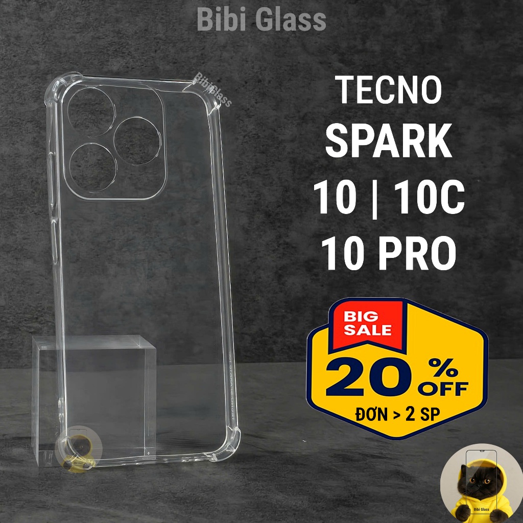 Ốp lưng Tecno spark 10, 10 pro, 10c dẻo trong suốt silicon cao cấp chống sốc bảo vệ cam điện thoại