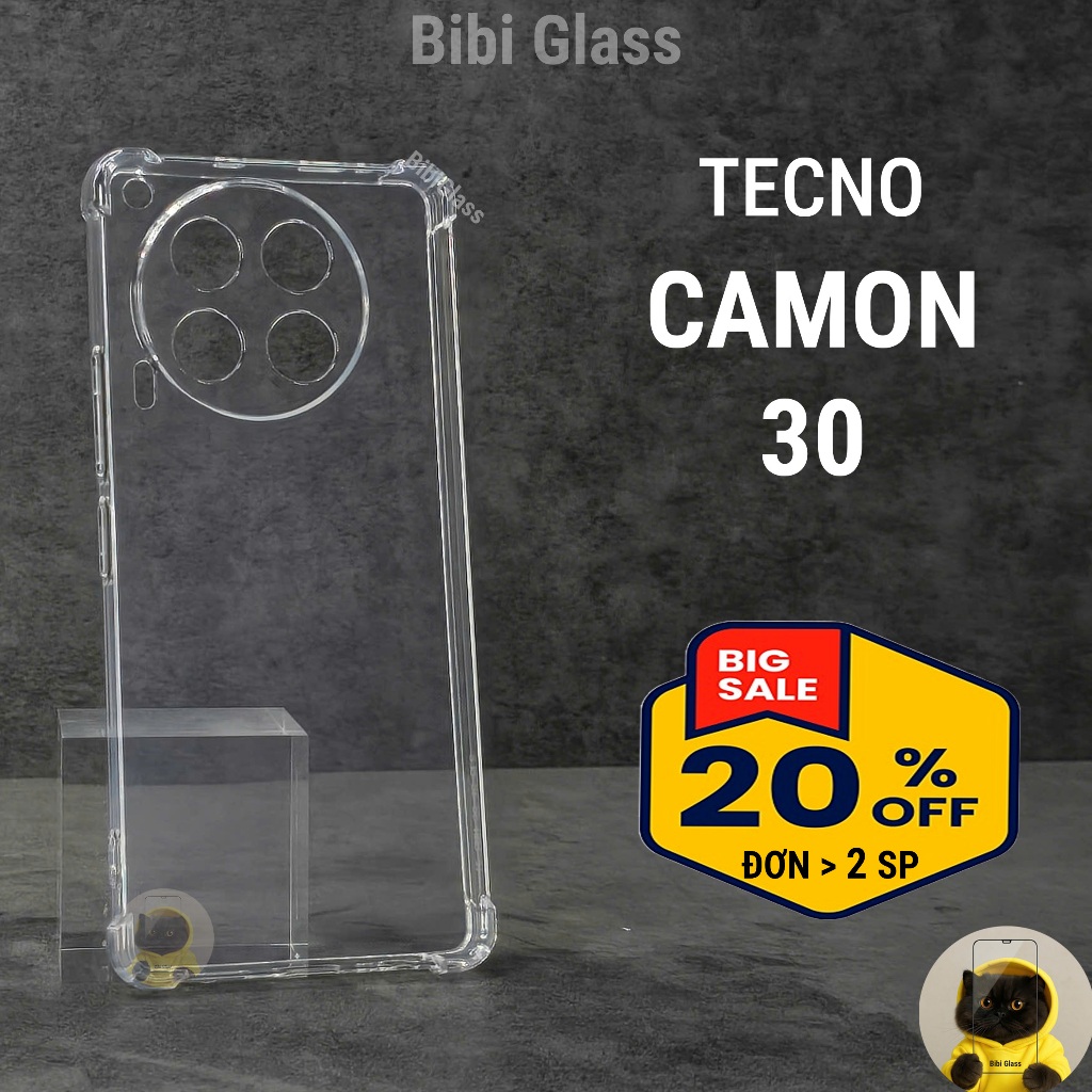 Ốp lưng Tecno camon 30 4G 5G dẻo trong suốt silicon chống sốc va đập bảo vệ cam điện thoại toàn diện