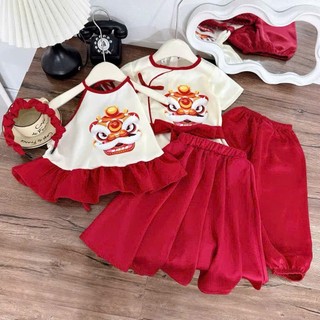Set đồi trung thu cho bé trai bé gái  màu trắng đỏ sz 8-30kg, set yếm cho bé gái chơi trung thu,chụp hình