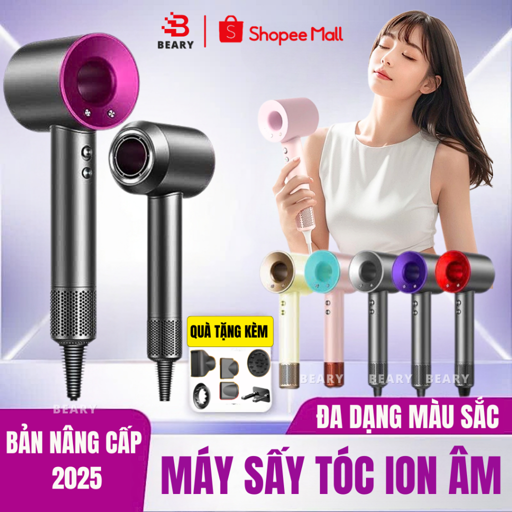 Máy Sấy Tóc Ion Âm 5in1 METIS Không Cánh Quạt 3 Tốc Độ Công Suất 2200W 2 Chiều Tặng Kèm Đầu Sấy