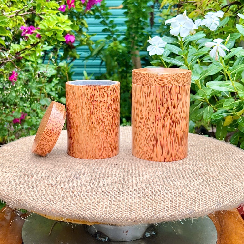 Lon Đựng Trà, Hủ Đựng Trà Gỗ Dừa Có Nắp, Đồ Gỗ Dừa Cao Cấp Hộp Hũ Đựng Chè Phòng Khách, Quà Tặng Sang Trọng, Hàng Loại 1