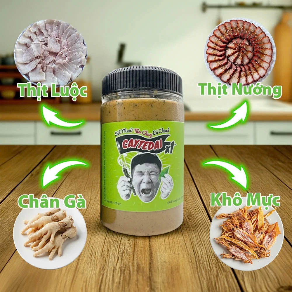 Sốt Muối Tiêu Chay Lá Chanh CayTeDai X1 - Sốt Ăn Liền Lâm Vlog Caytedai Hương Vị Chua Cay Mặn Ngọt