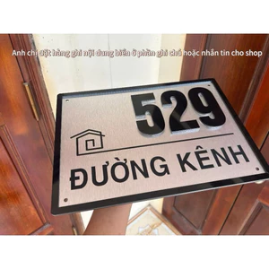 Bảng số nhà alu bạc xước chữ đen, số NHÀ nổi